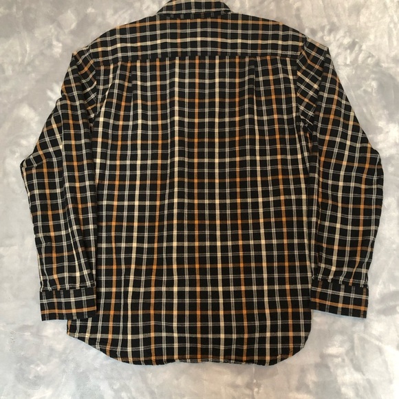 Carhartt Men's Relaxed Fit Button-up Shirt, Black/Orange/Cream Plaid Size M - Picture 8 of 9